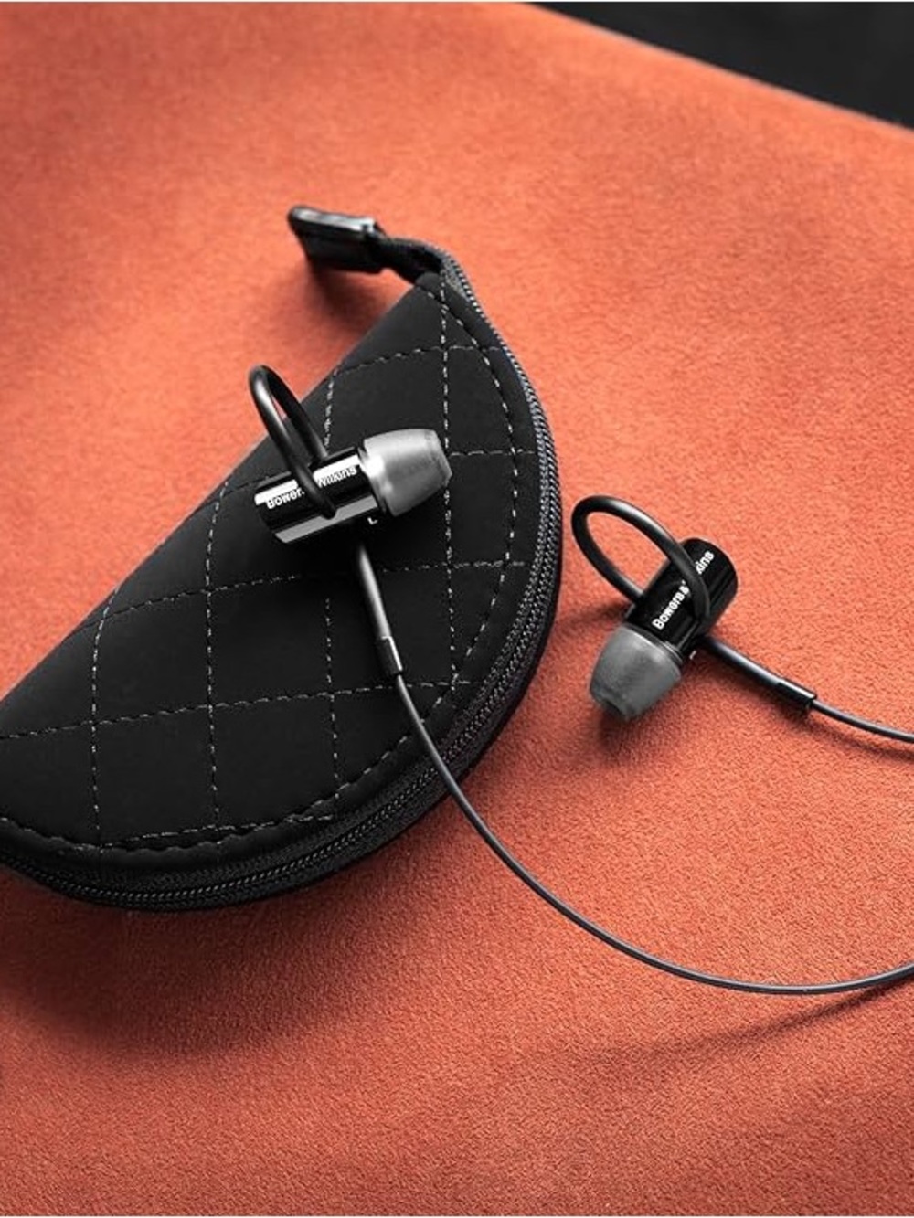 Bowers & Wilkins Black In-Ear Headphones with Quilted Pouch